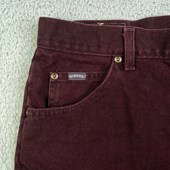 VINTAGE  Riders Jeans Women 18P Burgundy Tapered High Rise Denim Mom USA 31 x 28 - Picture 4 of 16